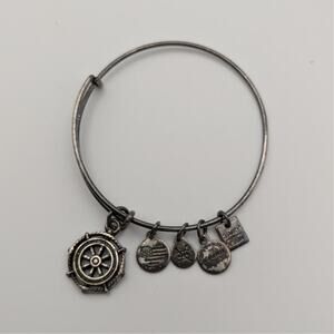 Alex and Ani Take The Wheel Charm Bracelet Bangle Nautical Boat Silver Jewelry